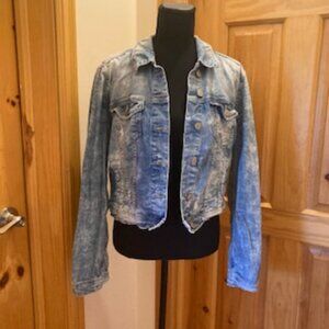 Zara Basic Denim Distressed Jean Jacket